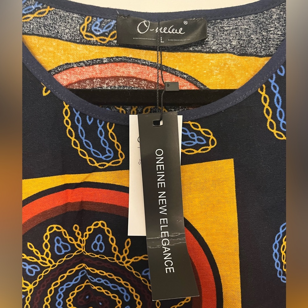 Oneine New Elegance Egyptian print Artsy Boho Top - Picture 3 of 5